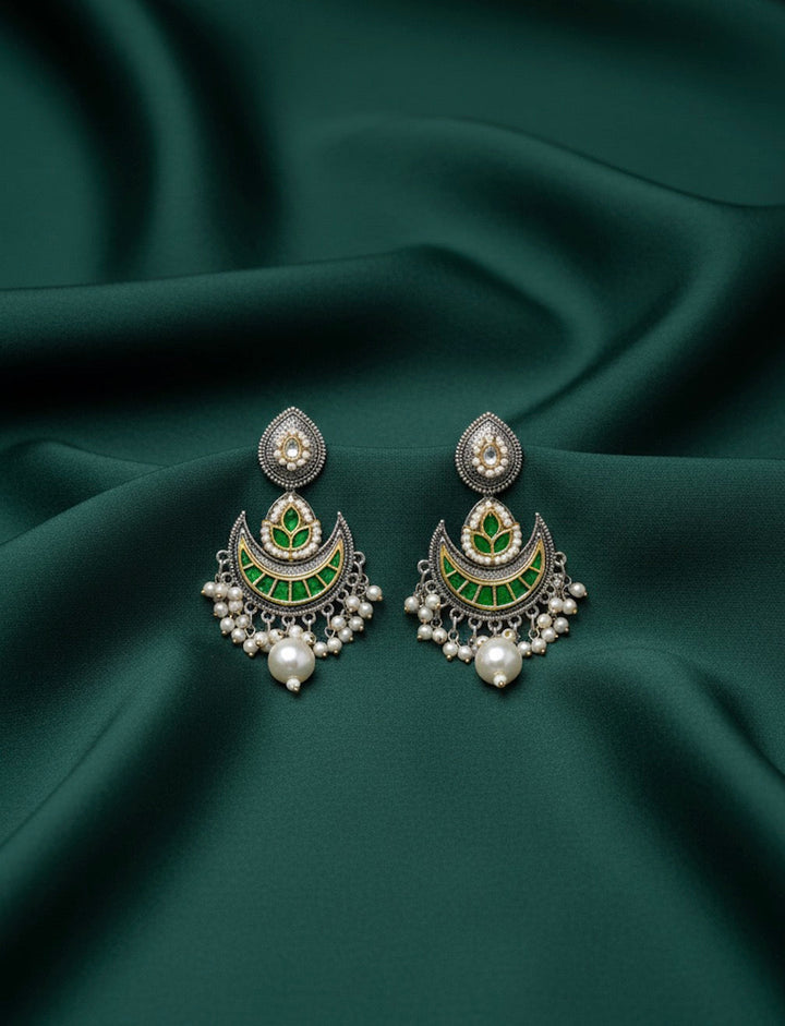 Women Gold &amp; Oxidised Chand Bali Earing