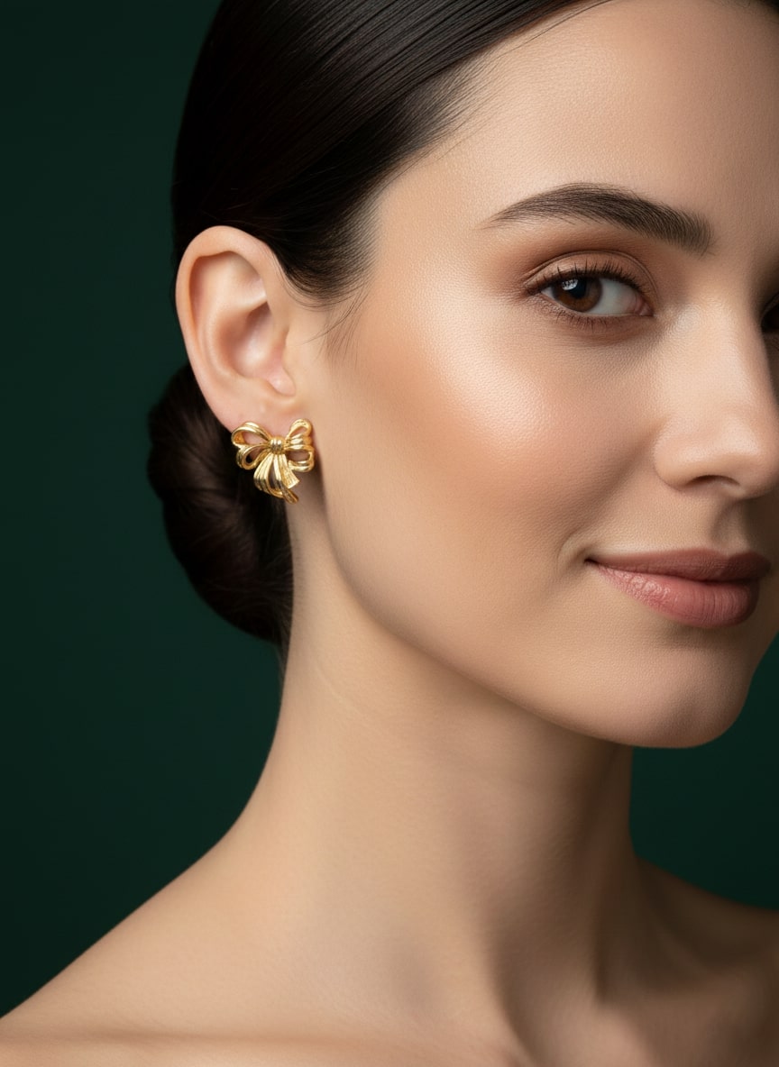 Beautiful Ribbon Bow Studs