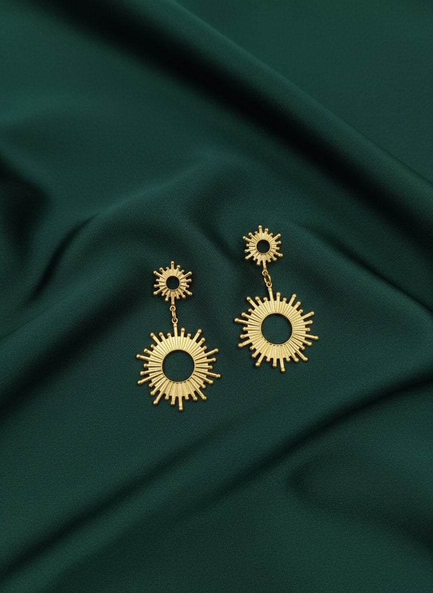 Unique Sun Shaped Rings Drop Earrings