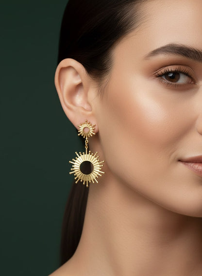 Unique Sun Shaped Rings Drop Earrings