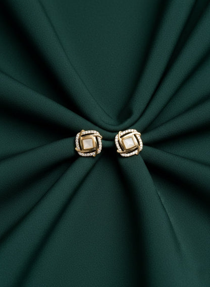 Beads & Stone Square Shaped Studs