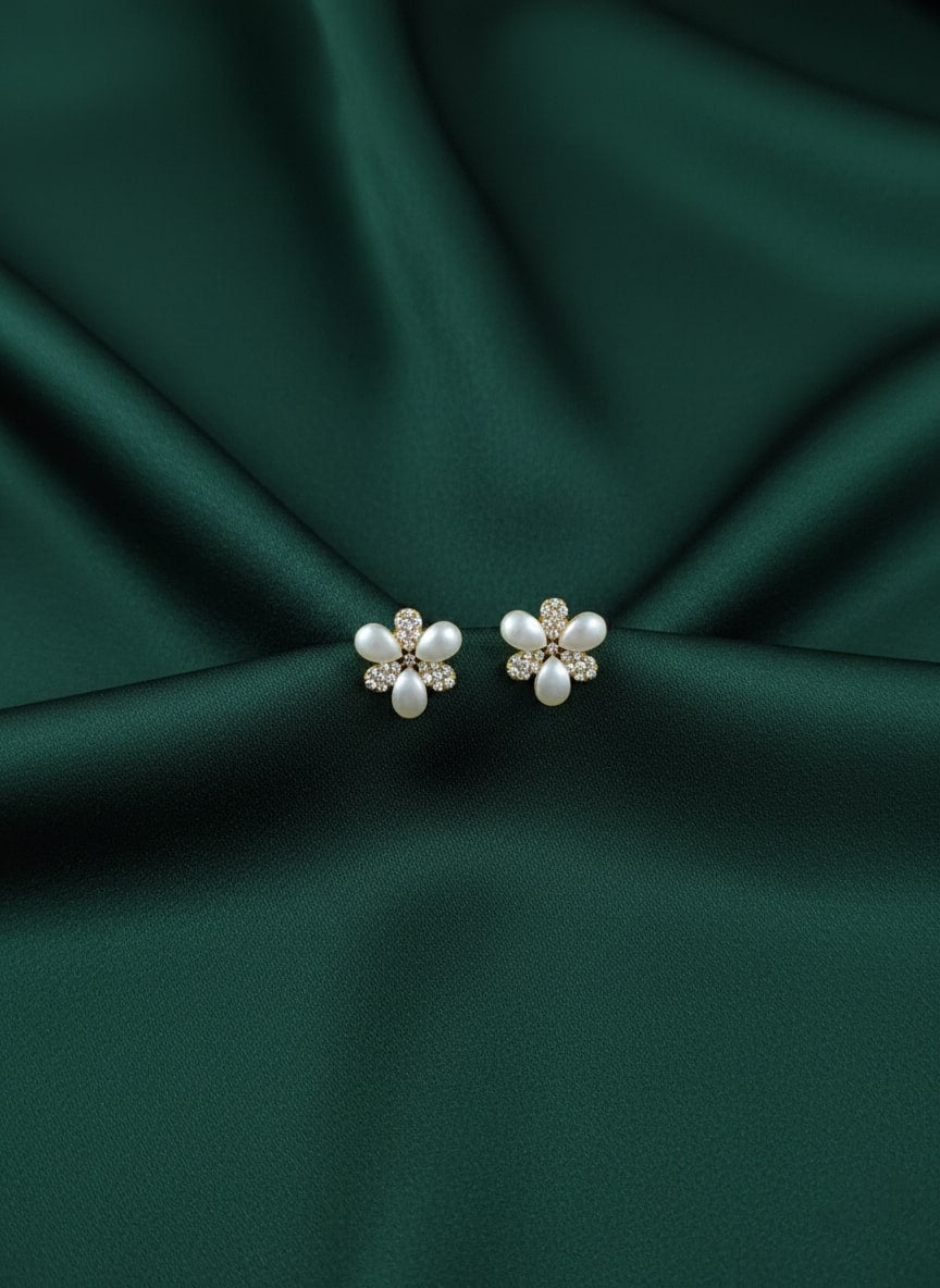 Artificial Diamond Beaded Flower Studs