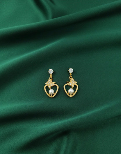 Fancy Diamond & Pearls Drop Earrings