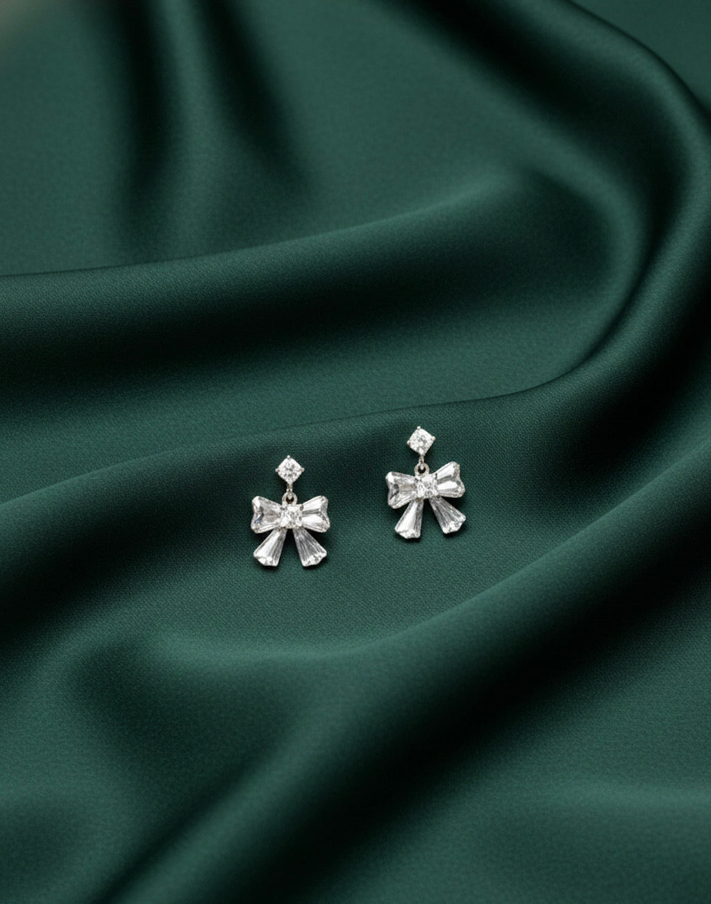 Beautiful Square Diamond with Bow Earrings
