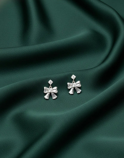 Beautiful Square Diamond with Bow Earrings