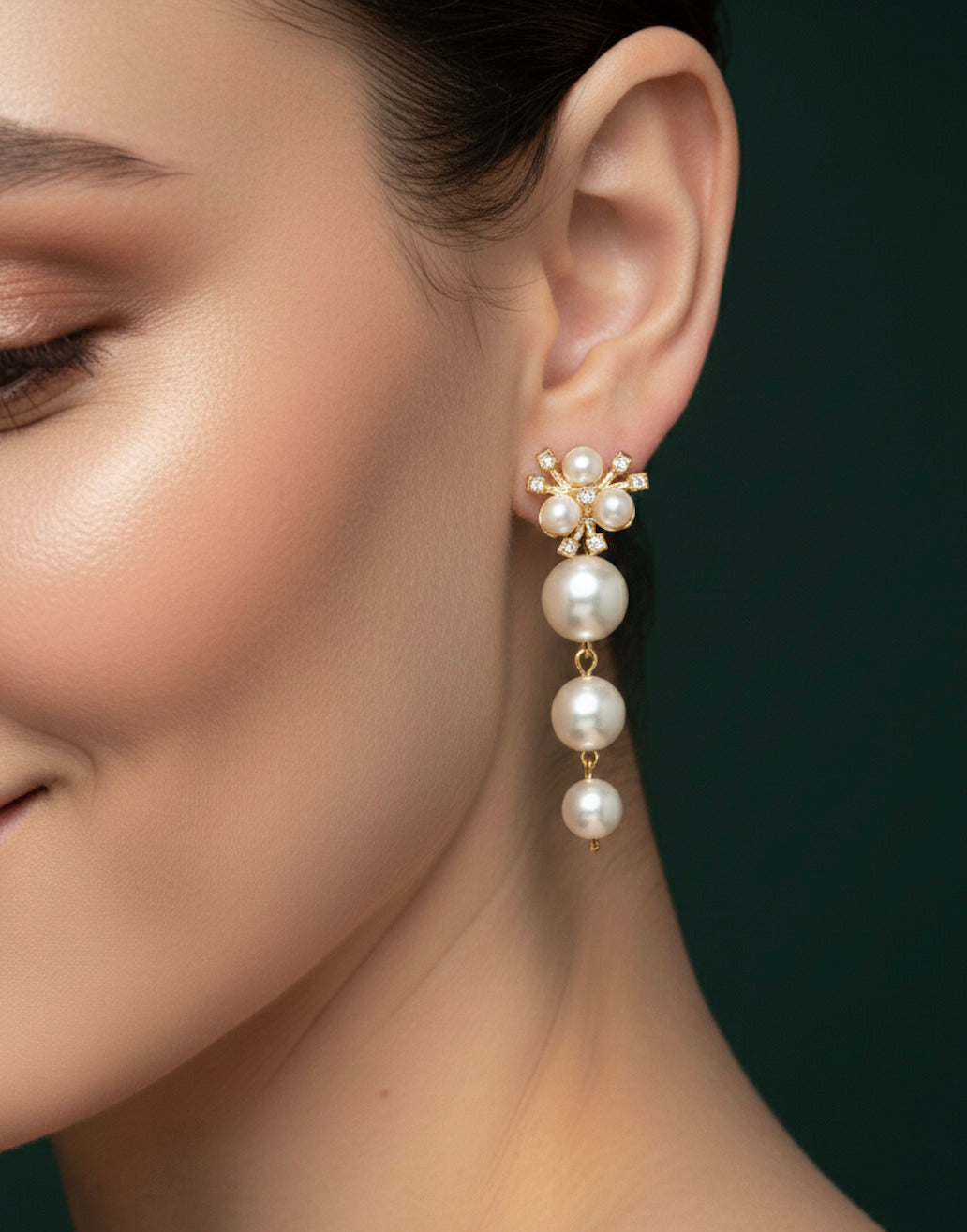 Gold Plated Beautiful Pearls Earrings