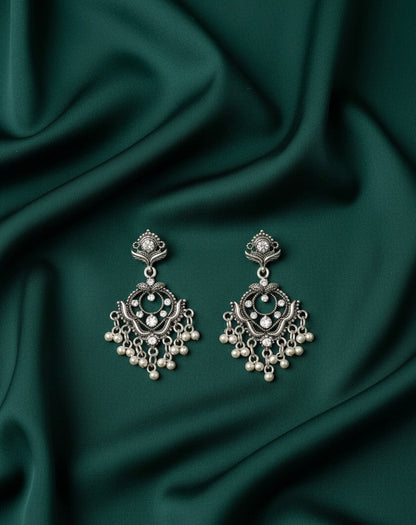 German silver plated ethnic earrings