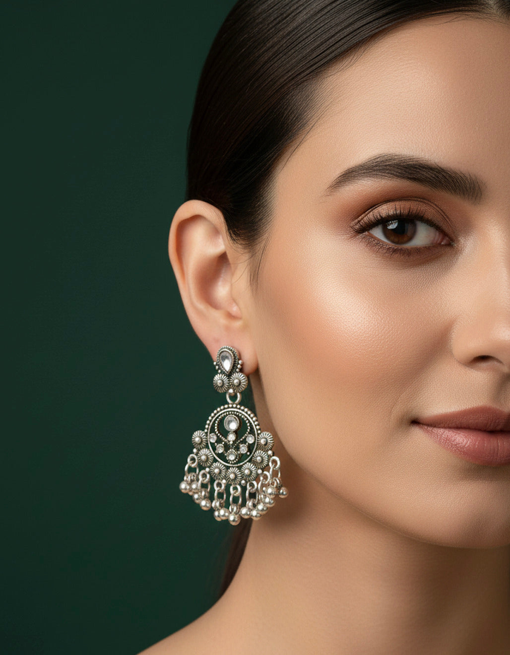 German silver plated ethnic earrings