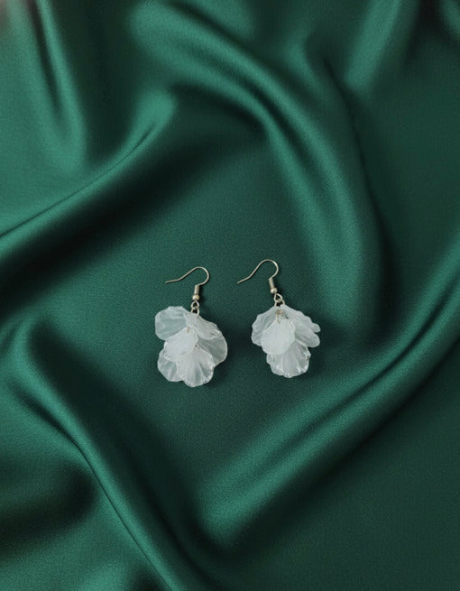 White Flower Petals Earrings