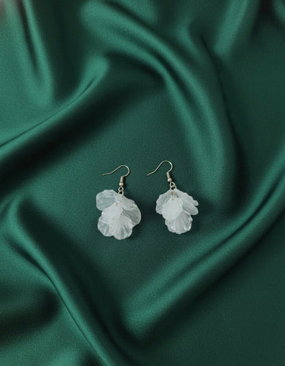White Flower Petals Earrings