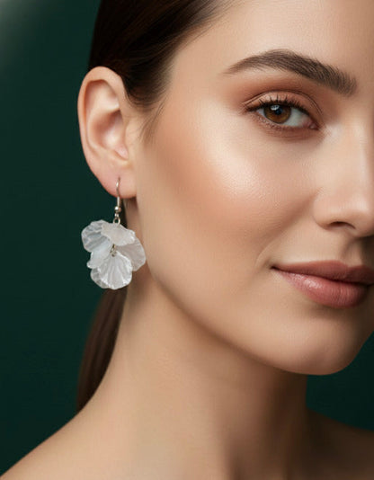 White Flower Petals Earrings