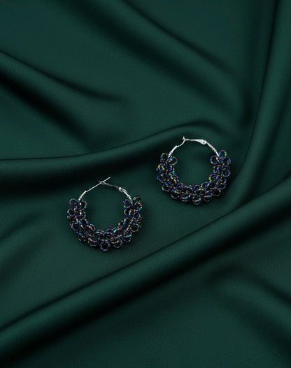 Artificial Black Beaded Hoops