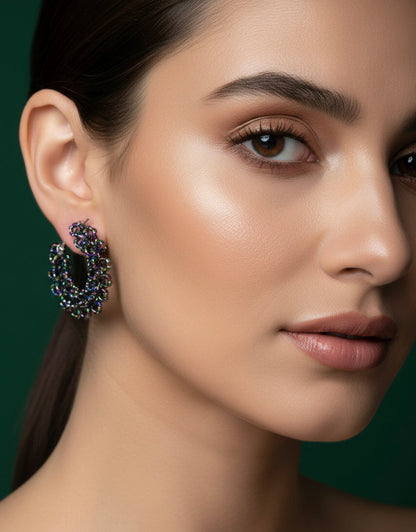 Artificial Black Beaded Hoops