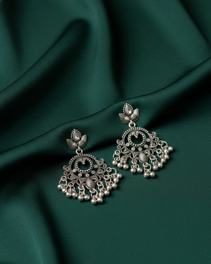 German silver plated ethnic earrings