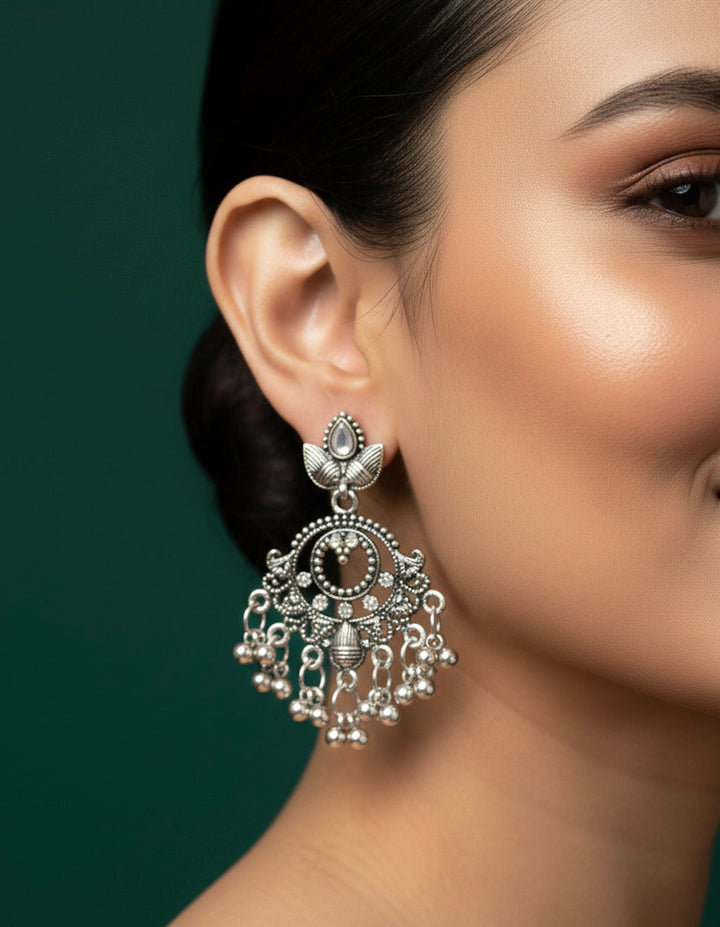 German silver plated ethnic earrings