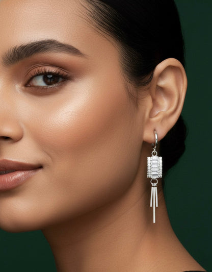 Silver Plated Trendy Tassels Hoop