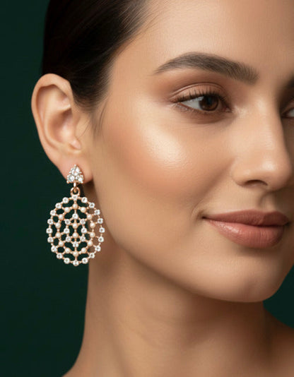 Artificial Beaded Round Shaped Drop Earrings