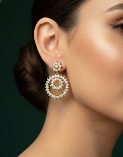 Gold Plated American Diamond Earrings