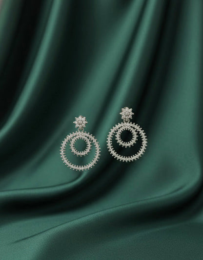 Silver Plated American Diamond Earrings
