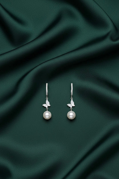 Beautiful Pearl with little Butterfly Earrings