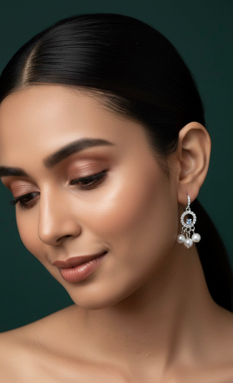 Artificial Diamond & Beaded Earrings