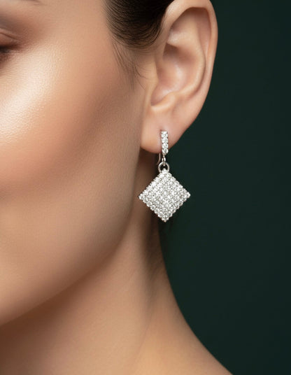 Squre Shaped Fancy Diamond Earrings