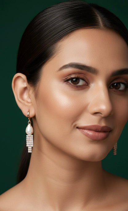 Rose Gold Pearl & Diamond Tassels