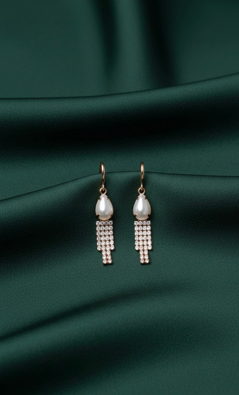 Rose Gold Pearl &amp; Diamond Tassels