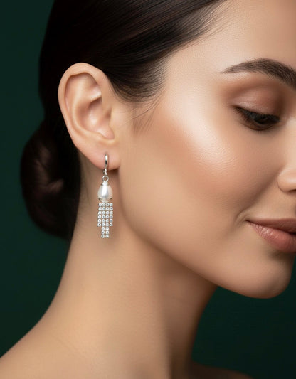 Silver Pearl & Diamond Tassels