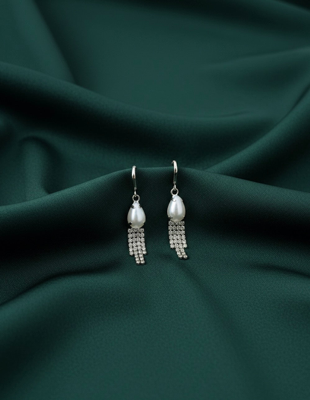 Silver Pearl & Diamond Tassels