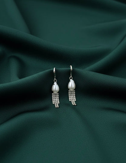 Silver Pearl & Diamond Tassels