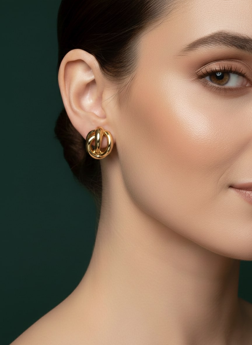 Golden Round Twisted Studs