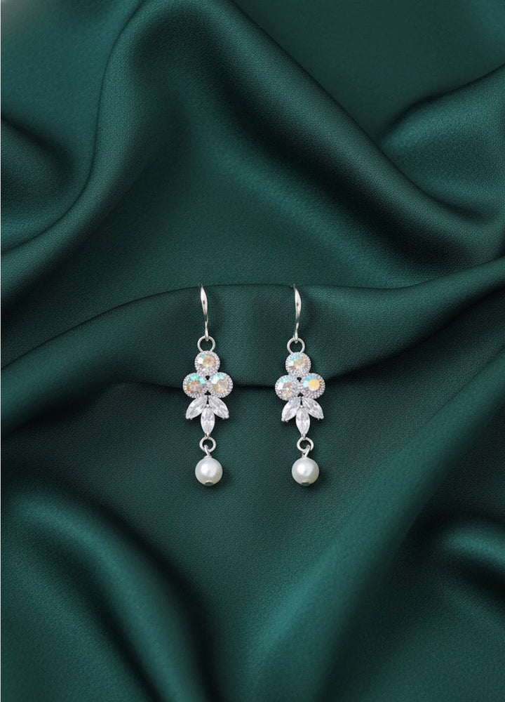 Silver Plated with Diamond Drop Earrings
