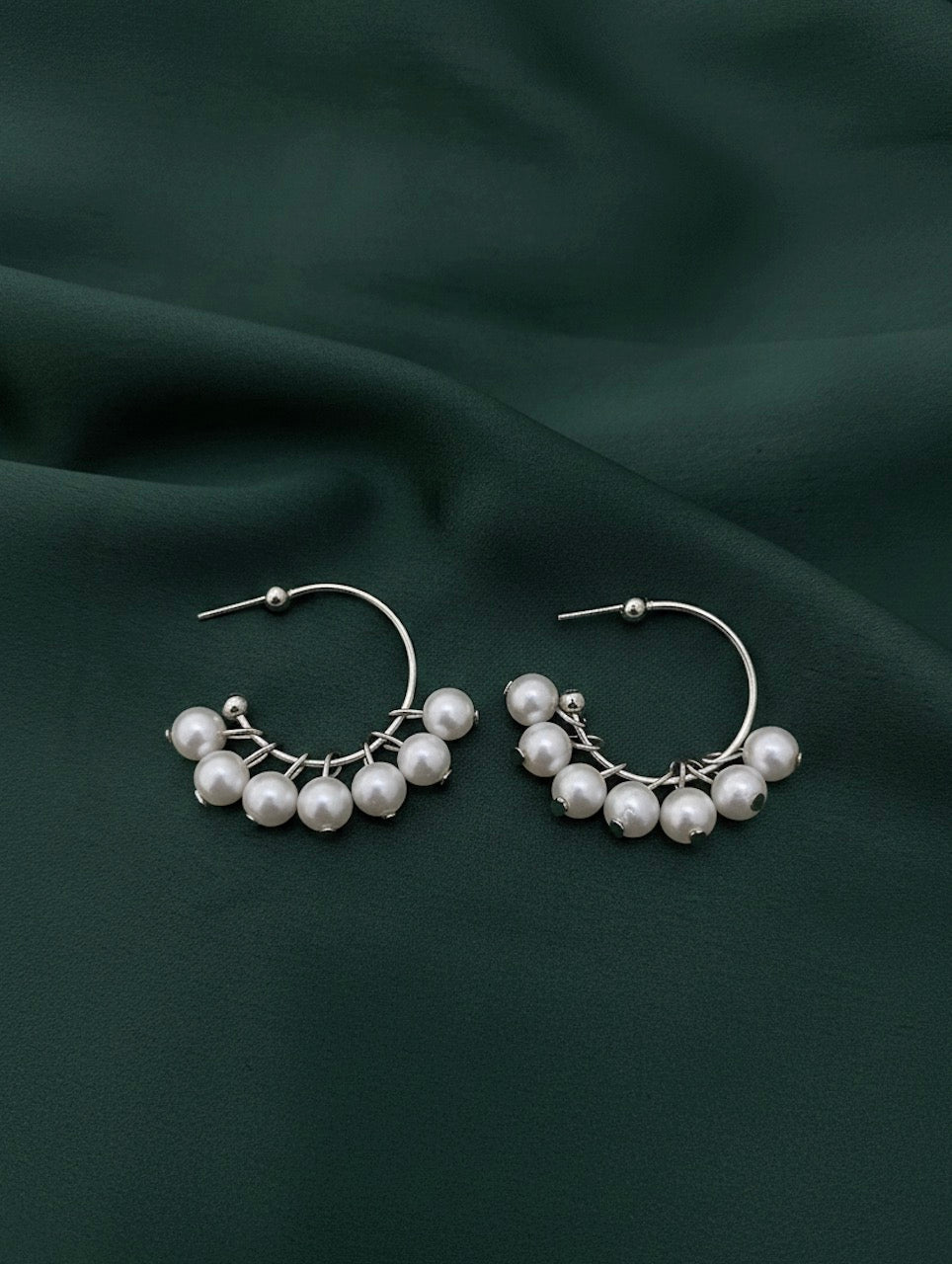 Silver Plated Beautiful Pearls Hoop