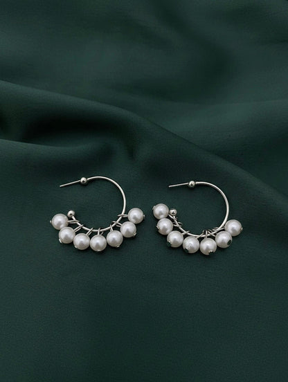 Silver Plated Beautiful Pearls Hoop