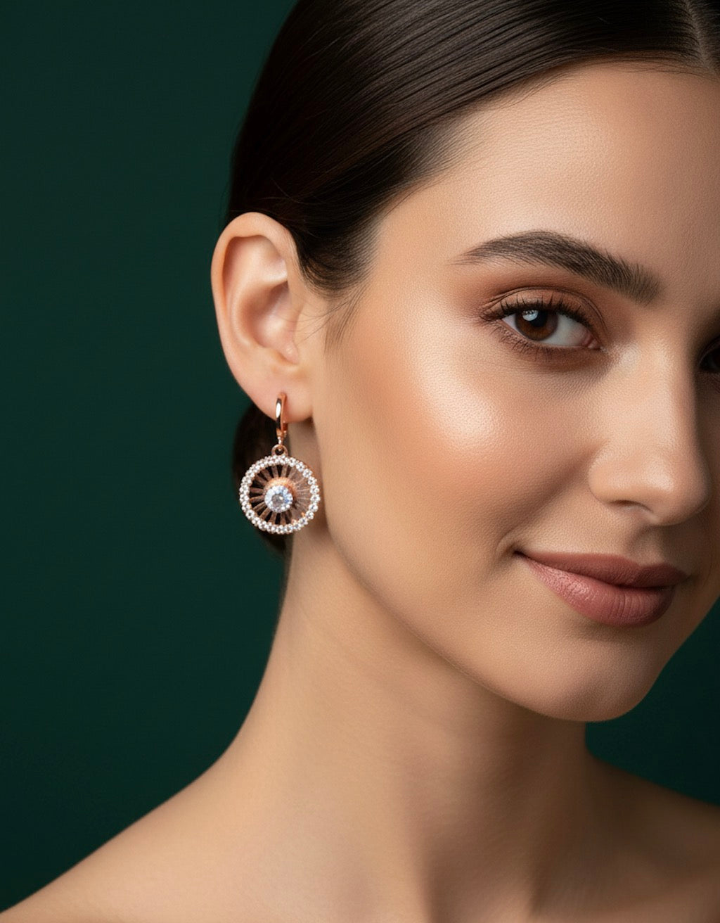 Rose Gold Plated Circular Shaped Earrings