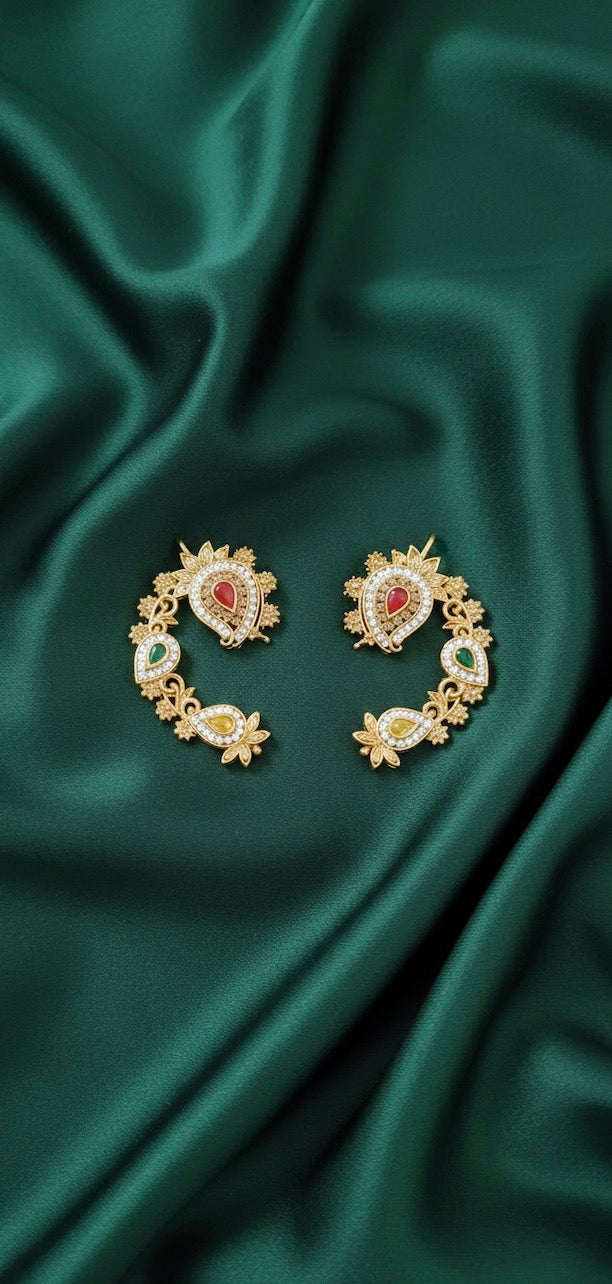 Women Gold Plated Stone Studded Ear Cuff