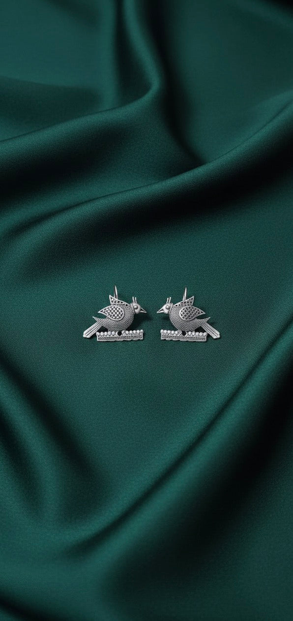 Beautiful Oxidized Bird Pattern Earrings