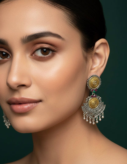 Unique Style German Silver Drop Earrings