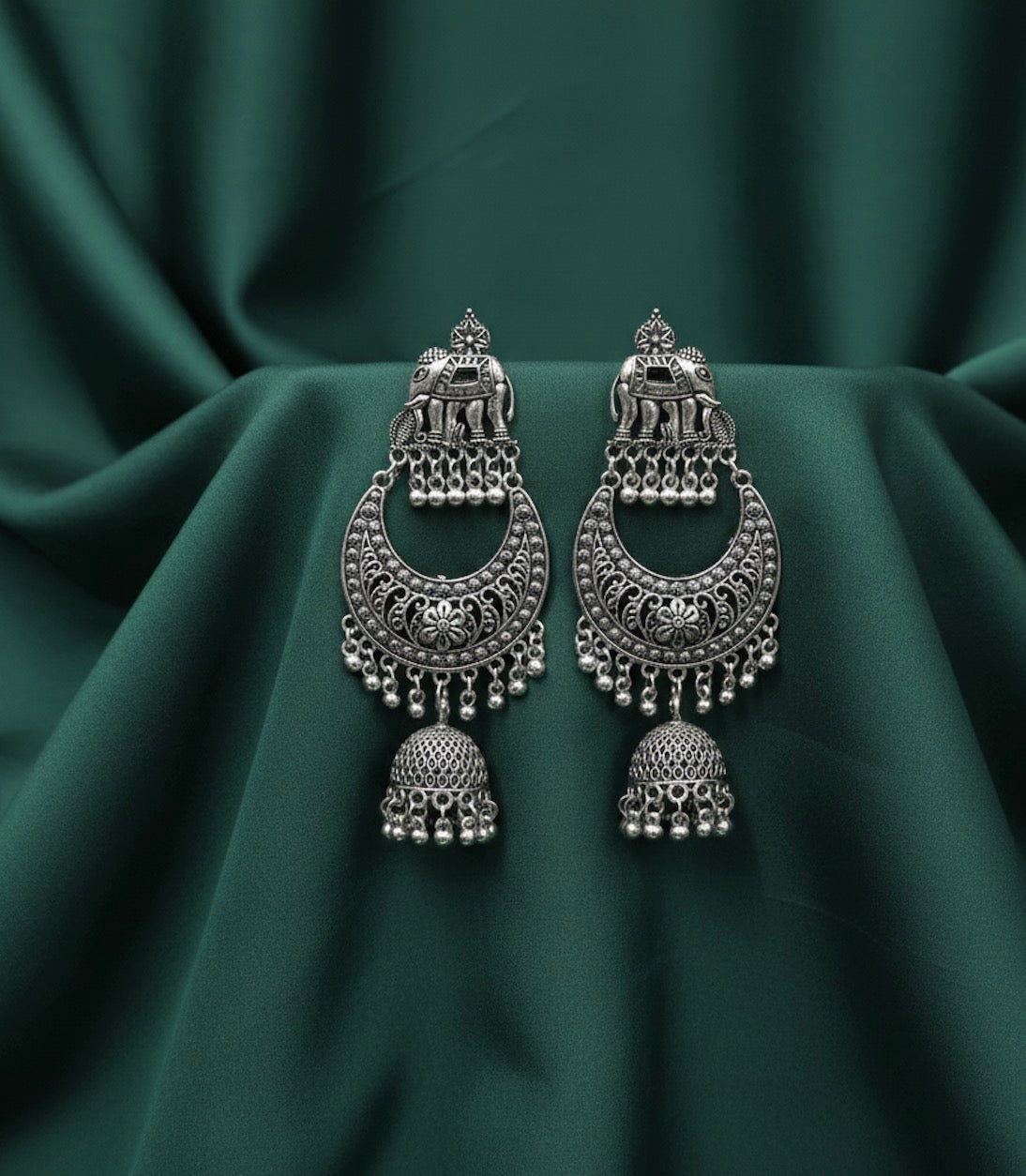 Oxidized Heavy Look Drop Earrings