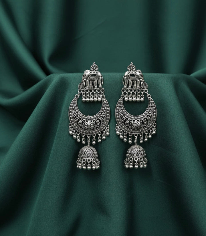 Oxidized Heavy Look Drop Earrings