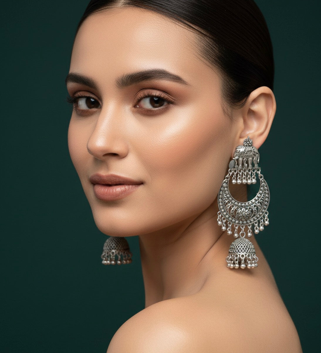 Oxidized Heavy Look Drop Earrings