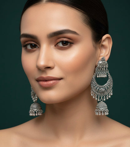 Oxidized Heavy Look Drop Earrings