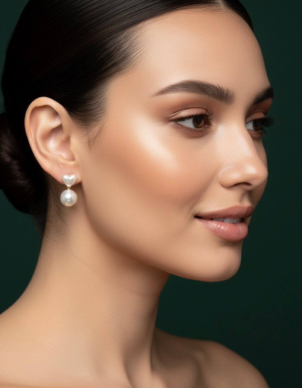 Silver Heart &amp; Beautiful Pearl Earrings