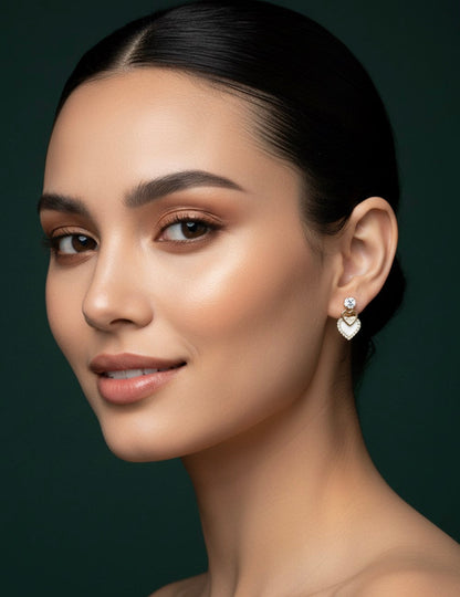 Women Gold Plated Prstein Heart Shaped Earring