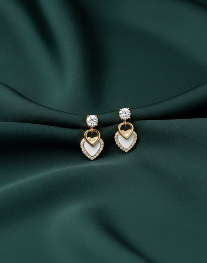 Women Gold Plated Prstein Heart Shaped Earring