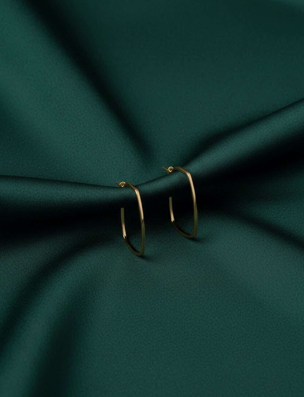 Women Gold Plated Rectangular Hoop Earrings