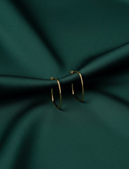 Women Gold Plated Rectangular Hoop Earrings