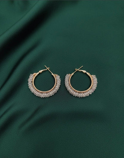 Women Gold Plated Hoops With Transparent Stones