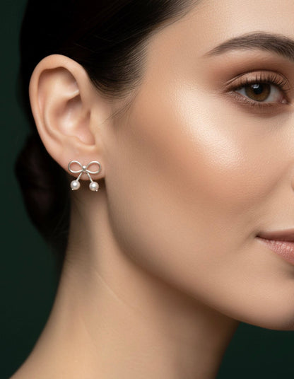 Silver plated Bow Earrings